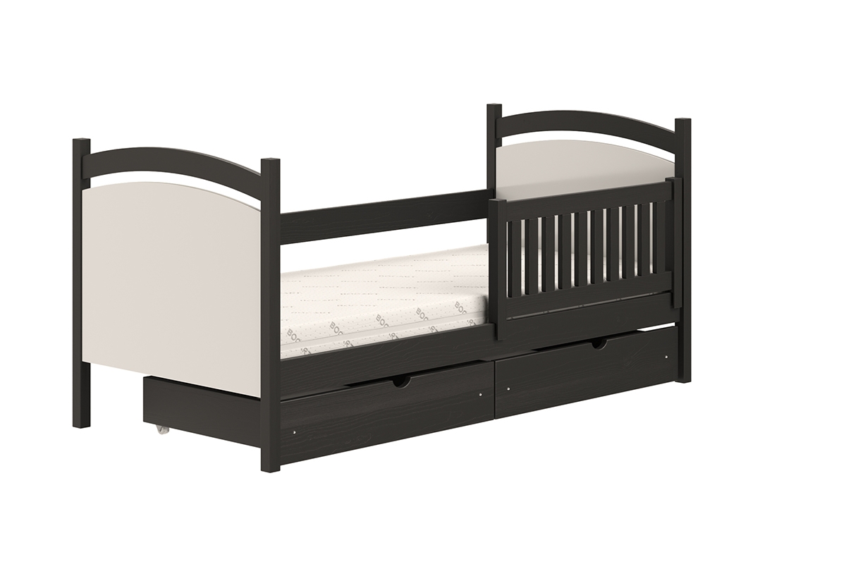 Łóżko dziecięce z tablicą suchościeralną Amely - czarny, 80x160 czarne łóżko z barierką 