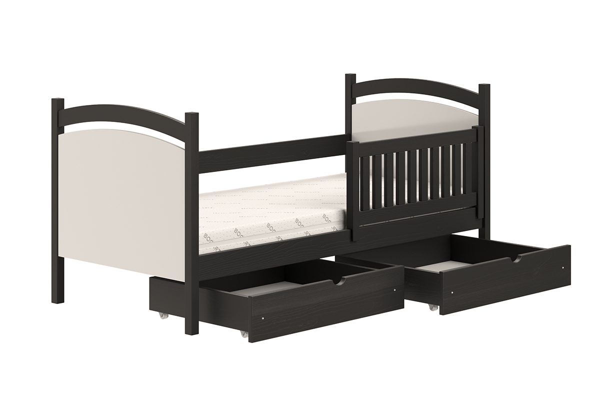 Łóżko dziecięce z tablicą suchościeralną Amely - czarny, 80x190 łóżeczko z białą tablicą