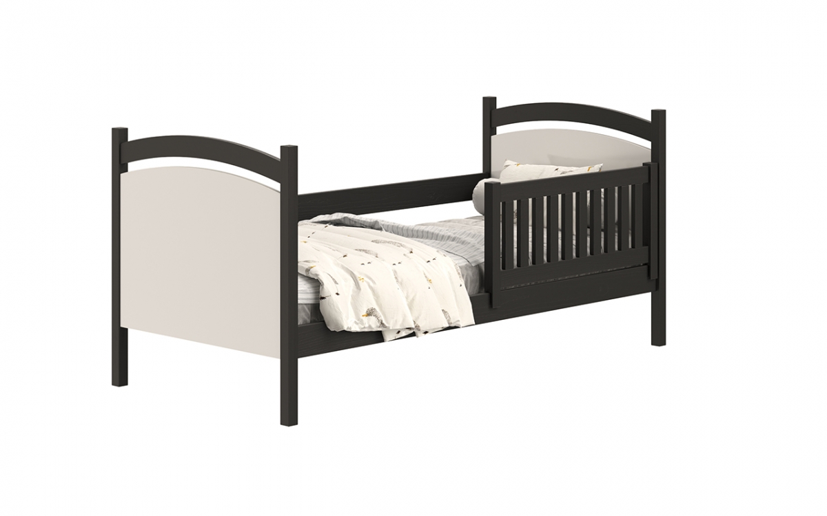 Łóżko dziecięce z tablicą suchościeralną Amely - czarny, 90x180 łóżeczko z białą tablicą suchościeralną