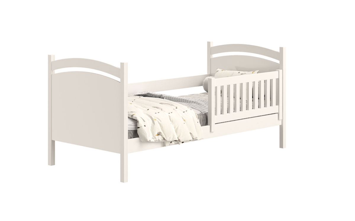 Łóżko dziecięce z tablicą suchościeralną Amely - biały, 90x200 łóżko dla małego dziecka z barierką 