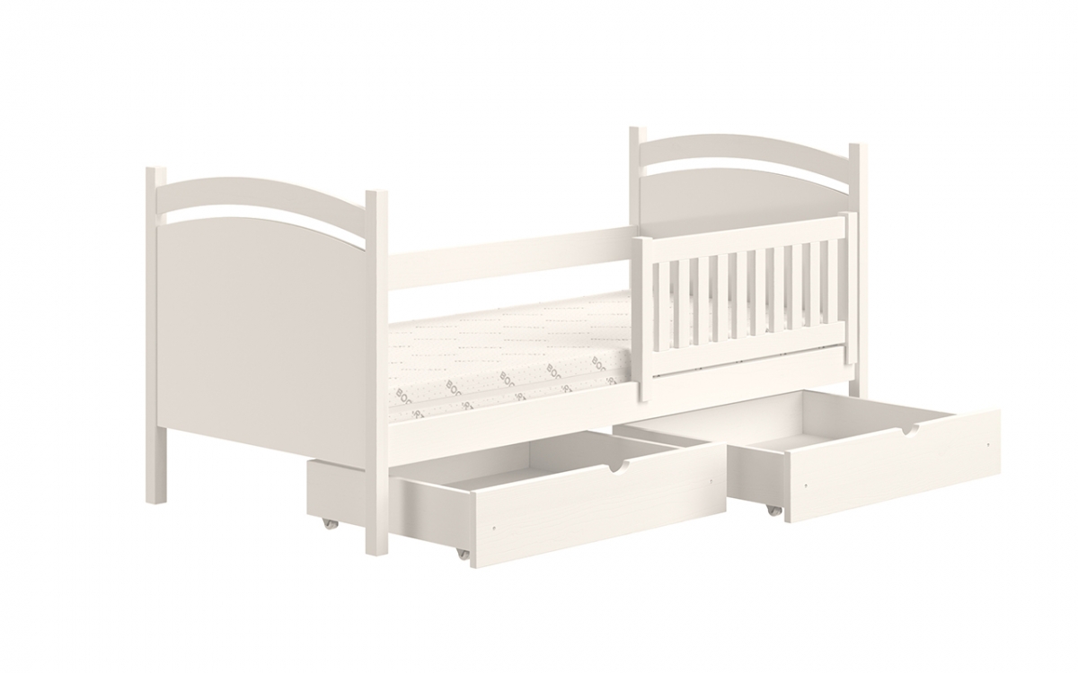 Łóżko dziecięce z tablicą suchościeralną Amely - biały, 90x200 białe łóżko z wezgłowiem 