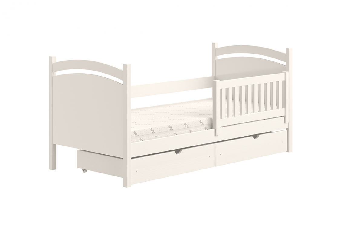 Łóżko dziecięce z tablicą suchościeralną Amely - biały, 90x200 drewniane łóżko, w białym kolorze 