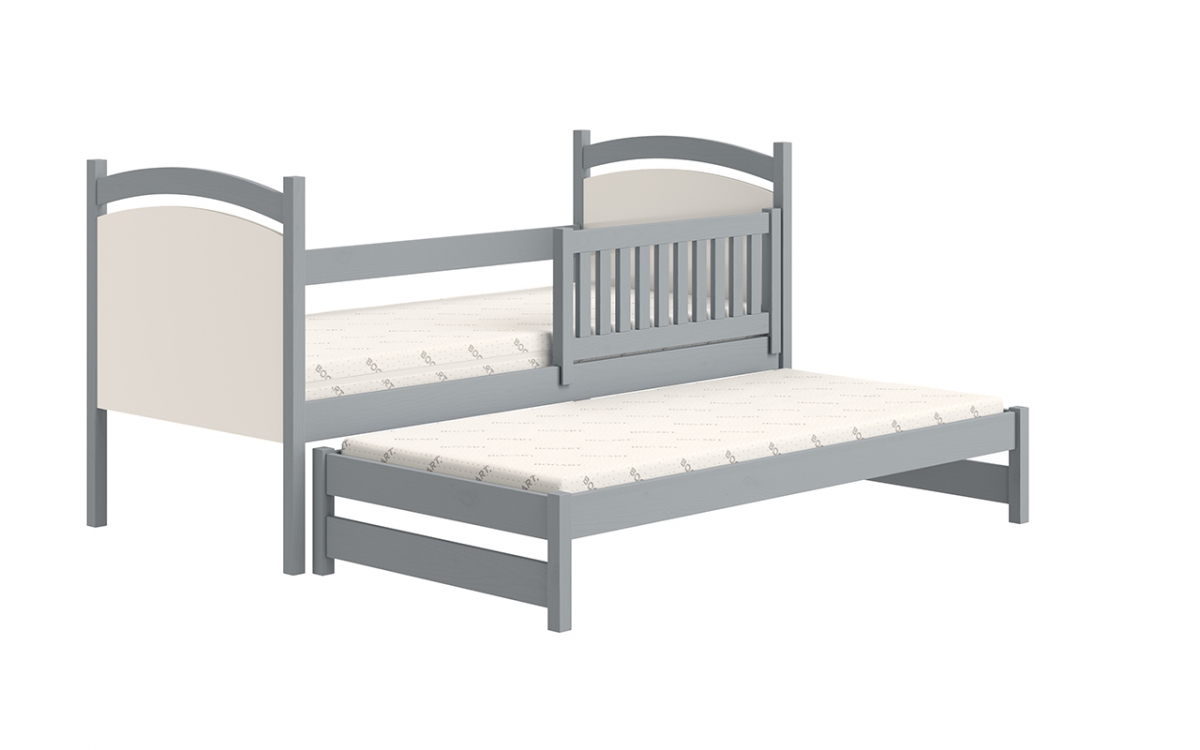 Łóżko parterowe wysuwane z tablicą suchościeralną Amely - szary, 80x160  łóżko sosnowe  