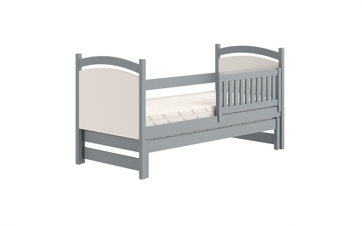 Łóżko parterowe wysuwane z tablicą suchościeralną Amely - szary, 80x200 łóżeczko dla małych dzieci 