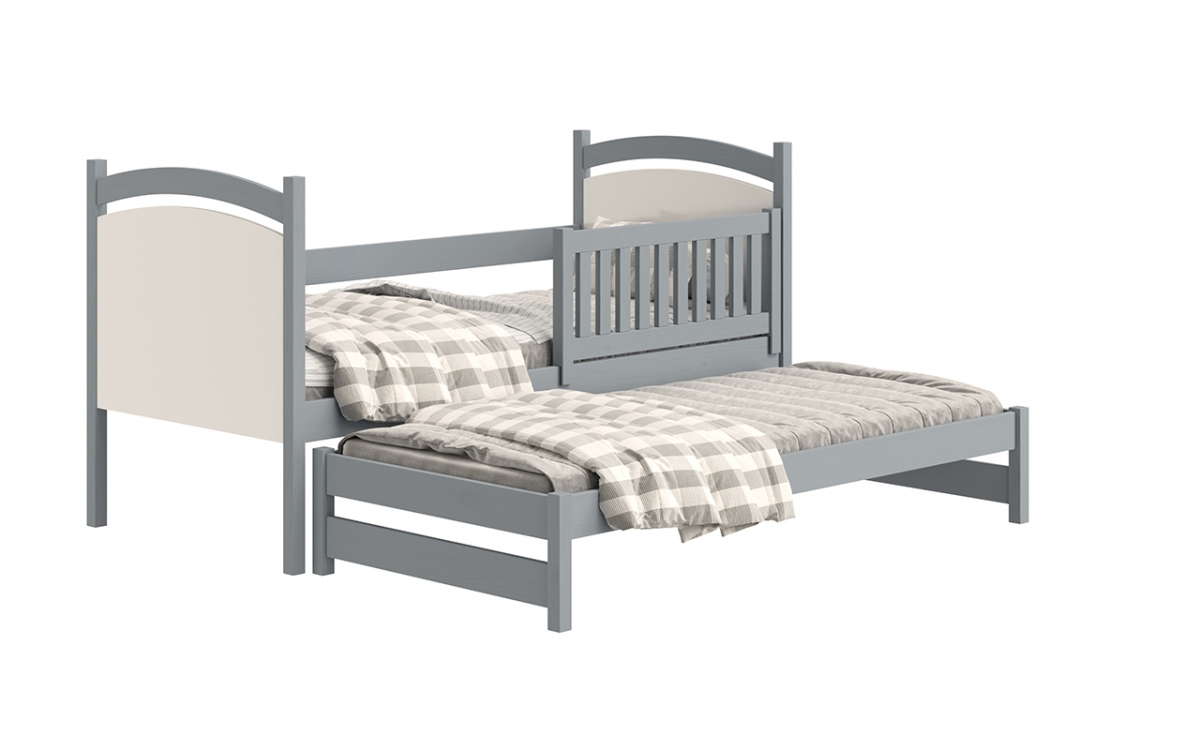 Łóżko parterowe wysuwane z tablicą suchościeralną Amely - szary, 90x180 łóżko z wysuwem 