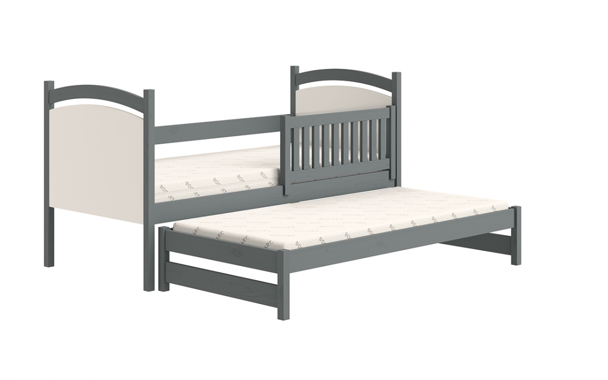 Łóżko parterowe wysuwane z tablicą suchościeralną Amely - grafit, 80x160  łóżko dwuosobowe 