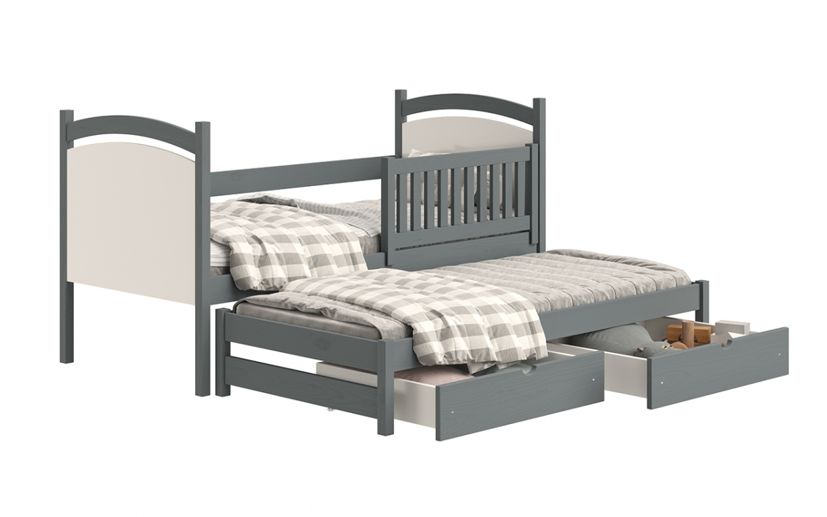 Łóżko parterowe wysuwane z tablicą suchościeralną Amely - grafit, 80x160  łóżko dziecięce 