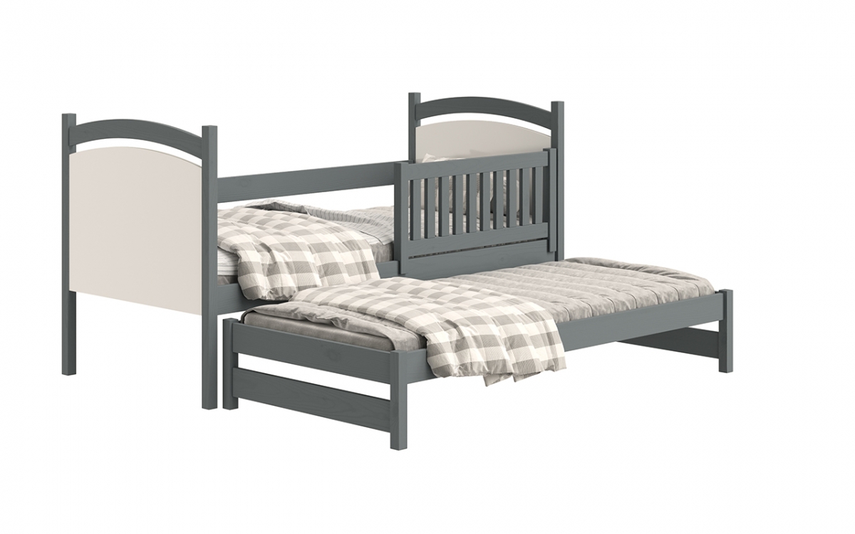 Łóżko parterowe wysuwane z tablicą suchościeralną Amely - grafit, 80x180  łóżko z wysuwem 