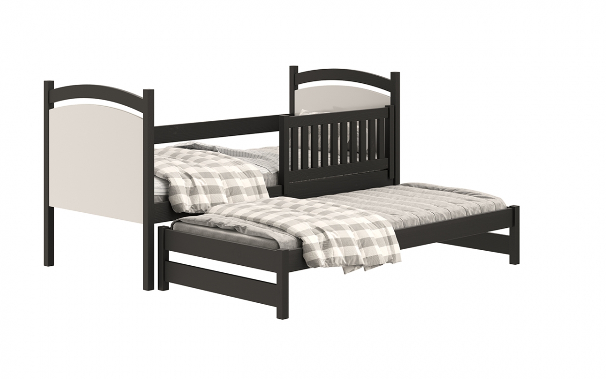 Łóżko parterowe wysuwane z tablicą suchościeralną Amely - czarny, 80x200 łóżko z wysuwem 