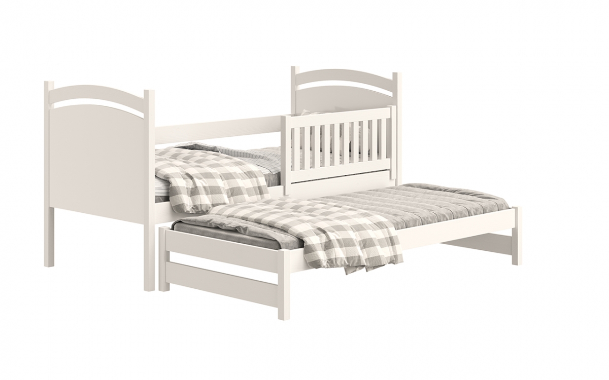 Łóżko parterowe wysuwane z tablicą suchościeralną Amely - biały, 80x180  łóżko drewniane, dwuosobowe  
