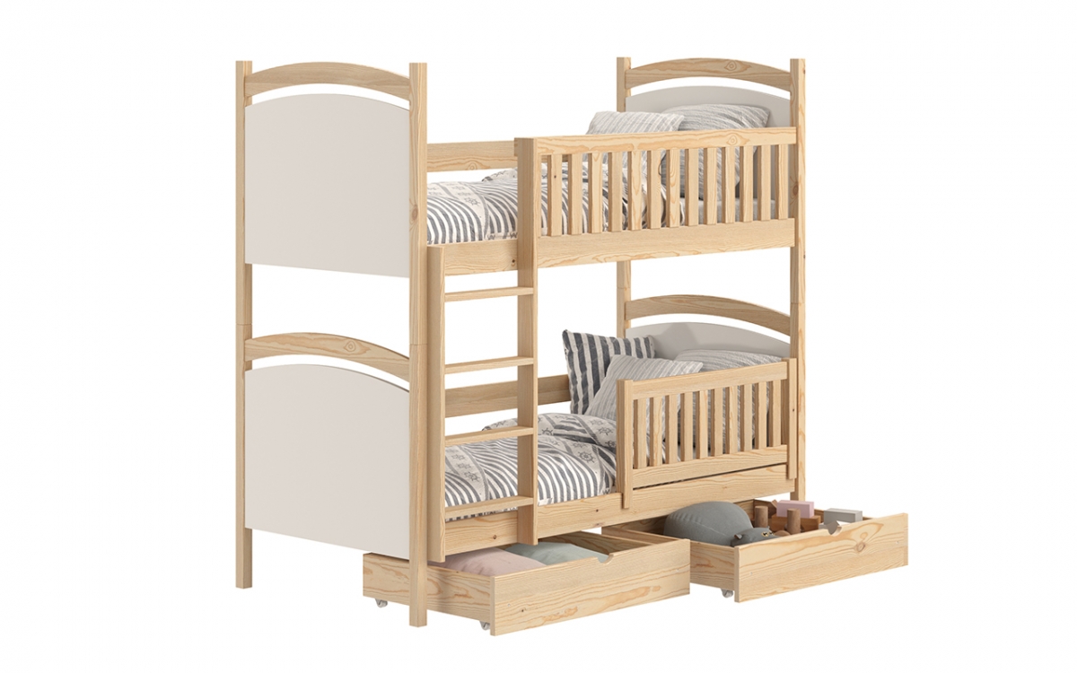 Łóżko piętrowe z tablicą suchościeralną Amely - sosna, 90x190 drewniane łóżko z szufladami 