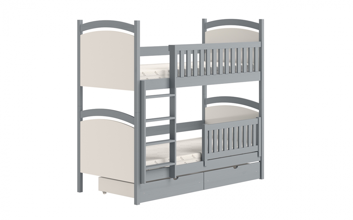 Łóżko piętrowe z tablicą suchościeralną Amely - szary, 80x160 szare łóżko z białą tablicą