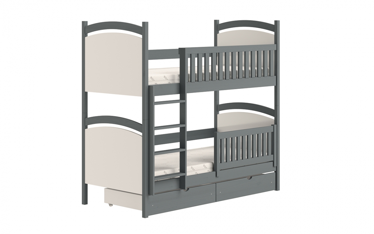 Łóżko piętrowe z tablicą suchościeralną Amely - grafit, 80x190 łóżko dziecięce z szufladami 