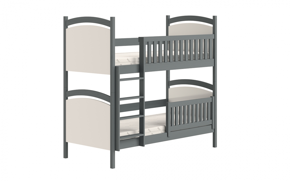 Łóżko piętrowe z tablicą suchościeralną Amely - grafit, 80x200 drewniane łóżko piętrowe, dziecięce z barierką zdejmowaną 