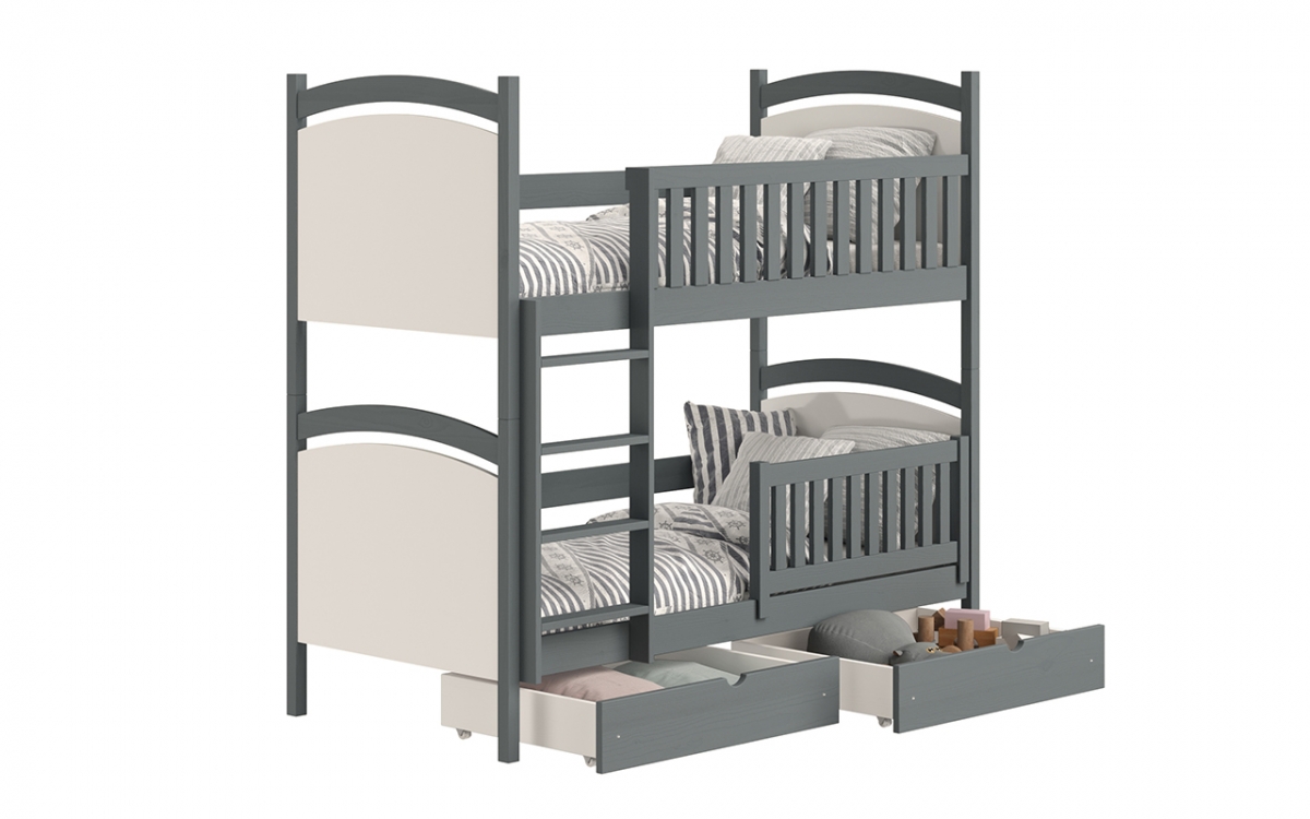 Łóżko piętrowe z tablicą suchościeralną Amely - grafit, 90x180 grafitowe łóżko piętrowe 