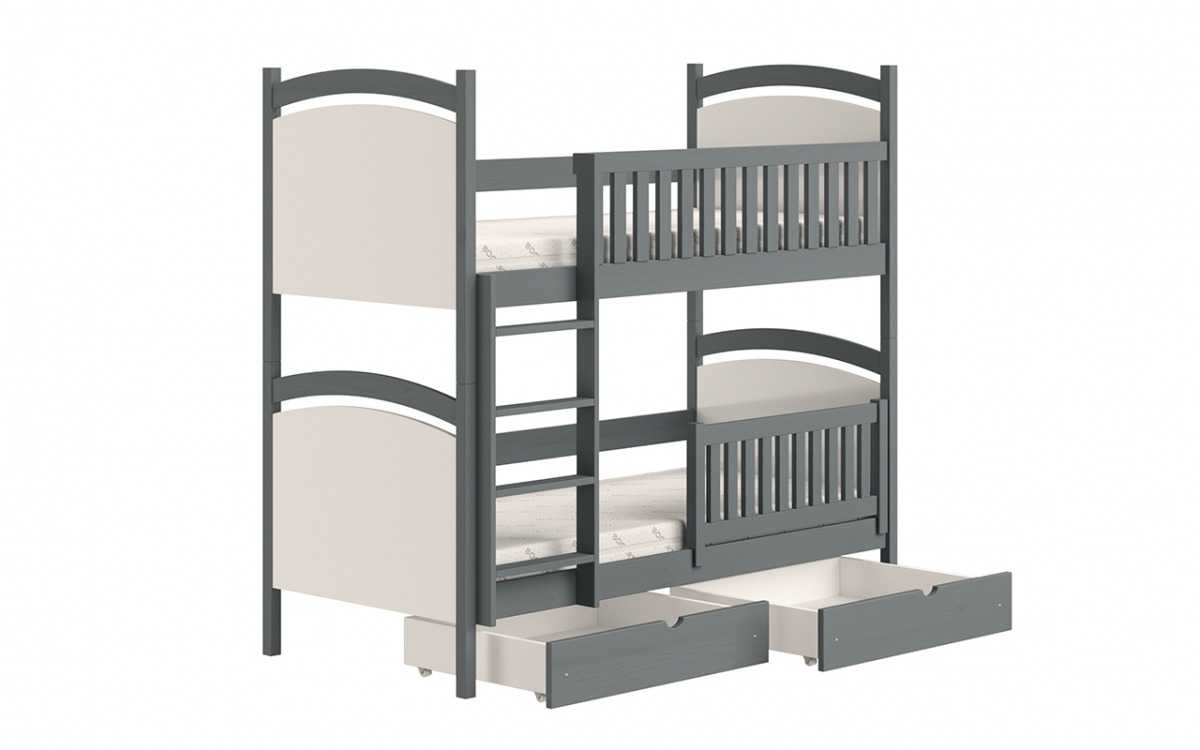 Łóżko piętrowe z tablicą suchościeralną Amely - grafit, 90x200 łóżko piętrowe 