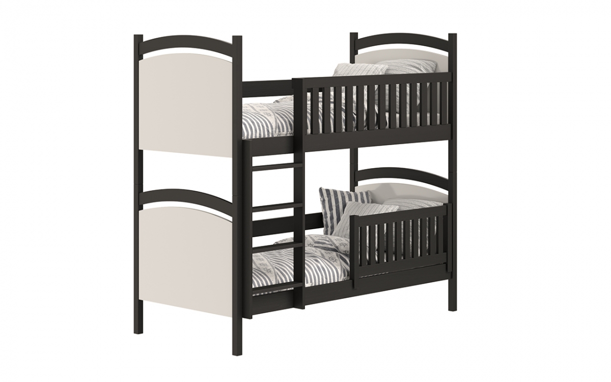 Łóżko piętrowe z tablicą suchościeralną Amely - czarny, 80x160  czarne łóżeczko z drewnianą drabinką 