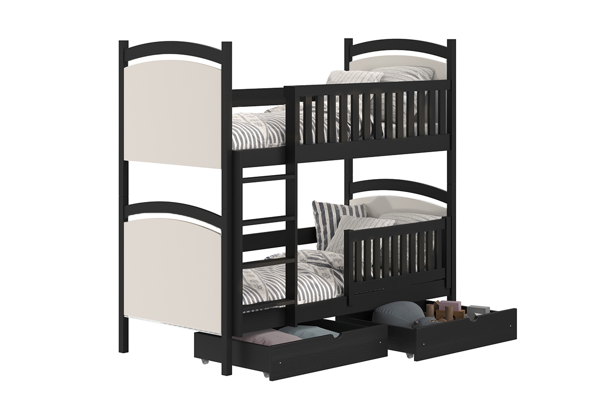 Łóżko piętrowe z tablicą suchościeralną Amely - czarny, 80x180 łóżko piętrowe z szufladami na zabawki 