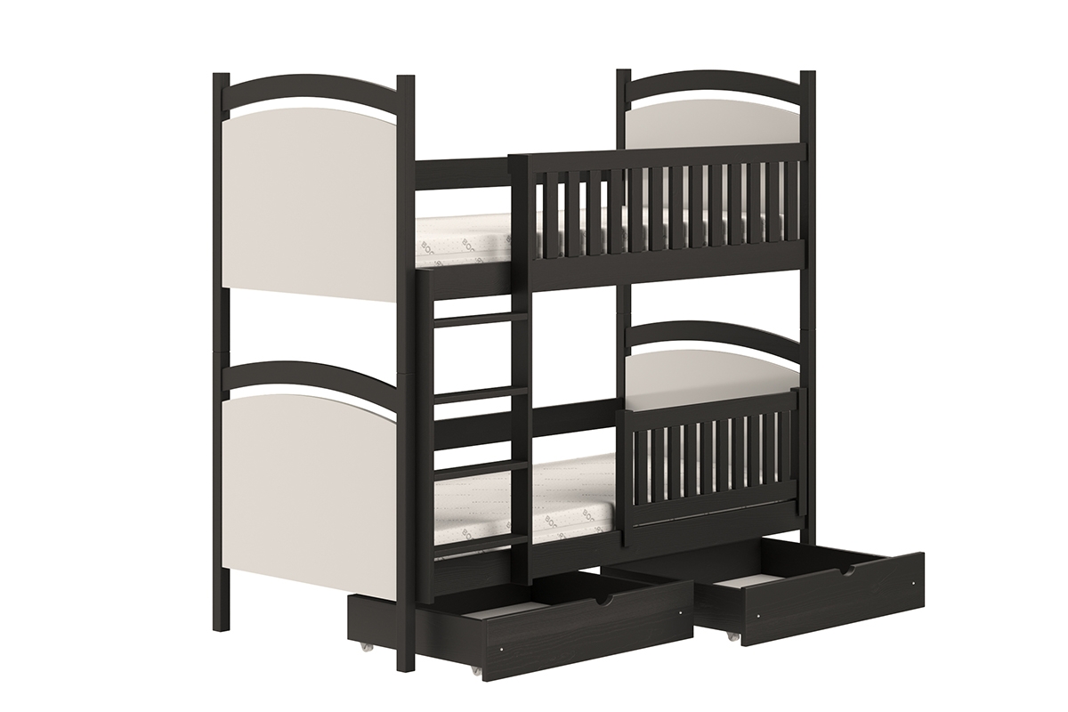 Łóżko piętrowe z tablicą suchościeralną Amely - czarny, 90x200 czarne łóżko piętrowe 