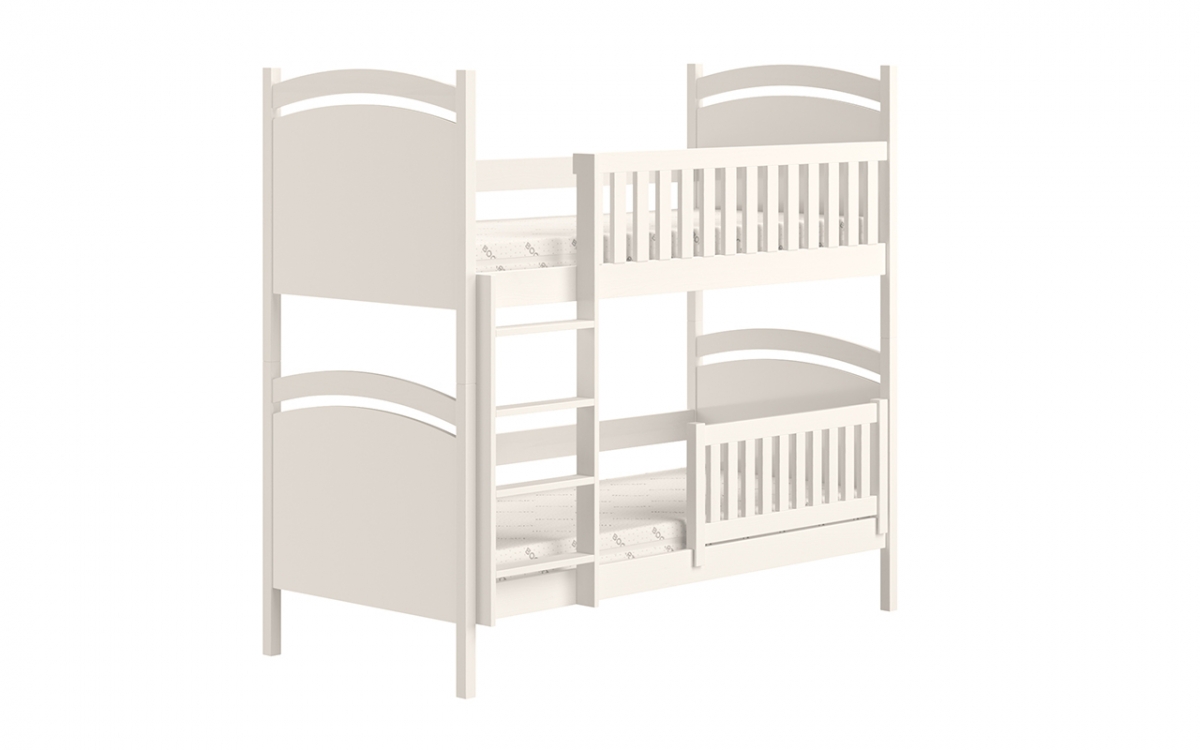 Łóżko piętrowe z tablicą suchościeralną Amely - biały, 80x160  białe łóżko drewniane z drabinką 