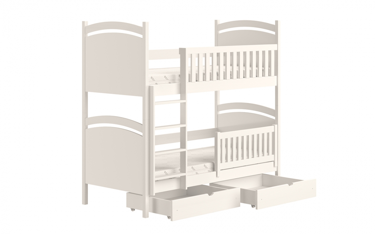 Łóżko piętrowe z tablicą suchościeralną Amely - biały, 80x160  białe łóżko piętrowe z szufladami 