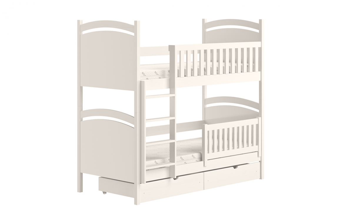 Łóżko piętrowe z tablicą suchościeralną Amely - biały, 80x160  drewniane łóżko piętrowe, dziecięce  