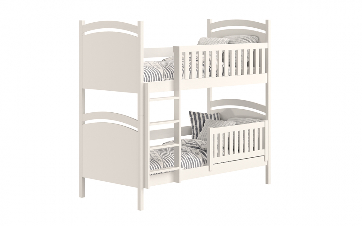 Łóżko piętrowe z tablicą suchościeralną Amely - biały, 80x190 drewniane łóżko piętrowe z wysokimi nóżkami 