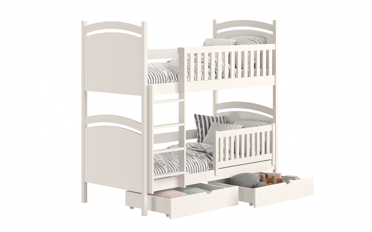 Łóżko piętrowe z tablicą suchościeralną Amely - biały, 80x190 drewniane łóżko piętrowe dla dzieci 