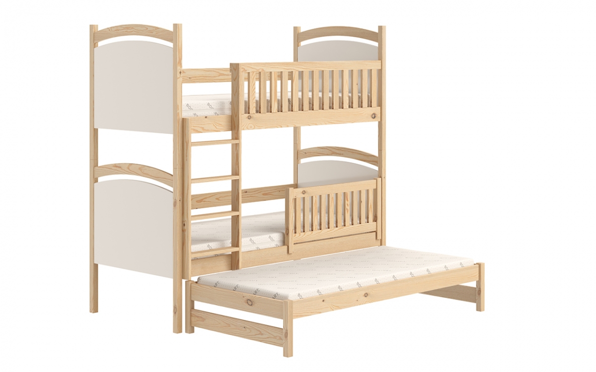 Łóżko piętrowe wysuwane z tablicą suchościeralną Amely - sosna, 80x190 drewniane łóżko piętrowe 