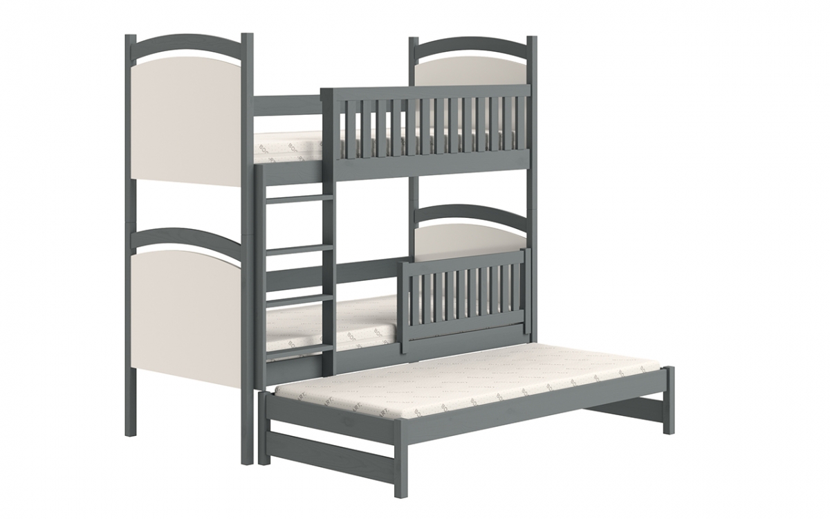 Łóżko piętrowe wysuwane z tablicą suchościeralną Amely - grafit, 90x180  łóżko piętrowe ze zdejmowaną barierką  