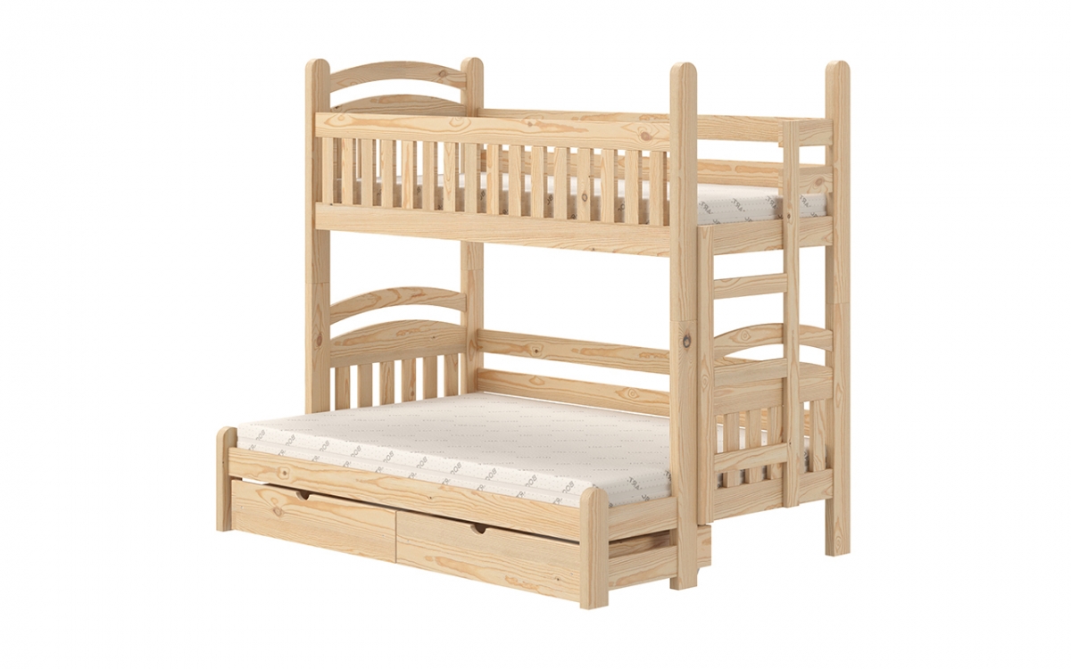 Łóżko piętrowe Amely Maxi prawostronne - sosna, 80x200/140x200 wysokie łóżko piętrowe 