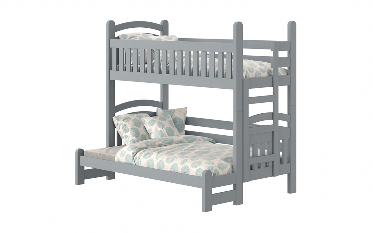 Łóżko piętrowe Amely Maxi prawostronne - szary, 80x200/120x200 szare łóżko piętrowe, drewniane  