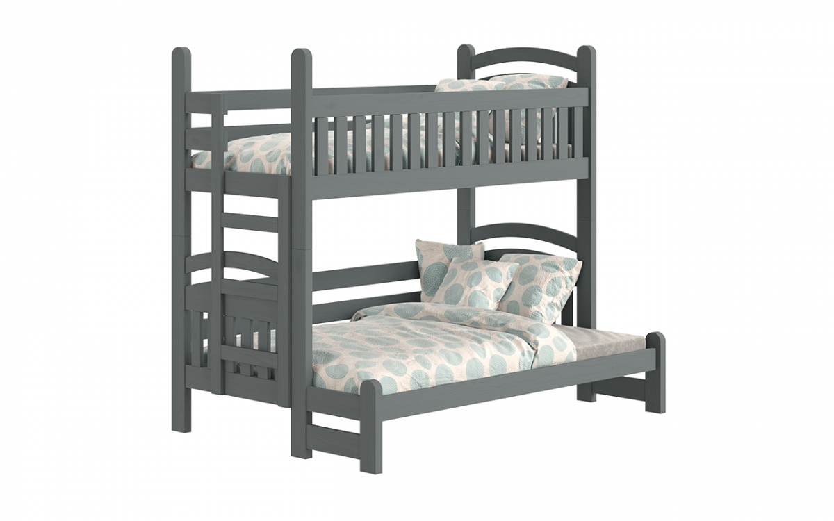Łóżko piętrowe Amely Maxi lewostronne - grafit, 90x200/140x200 piętrowe łóżko z wysokimi nóżkami 