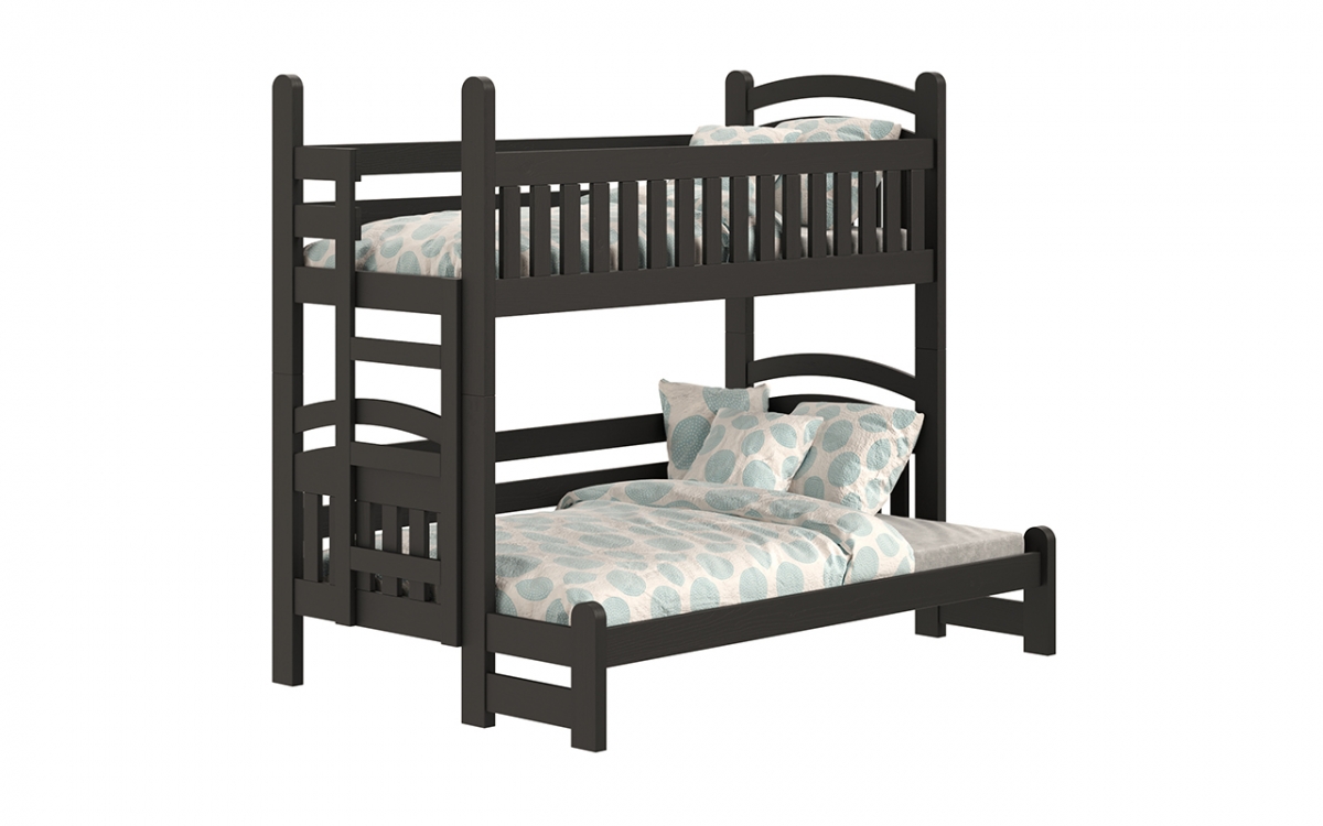 Łóżko piętrowe Amely Maxi lewostronne - czarny, 90x200/120x200 łóżko piętrowe z drabinką z lewej strony  