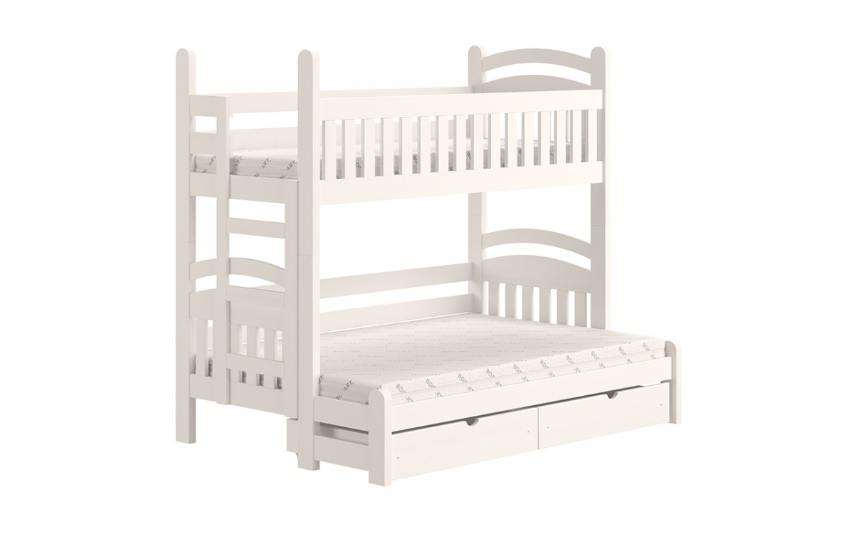 Łóżko piętrowe Amely Maxi lewostronne - biały, 80x200/140x200 łóżko piętrowe z szufladami na pościel 