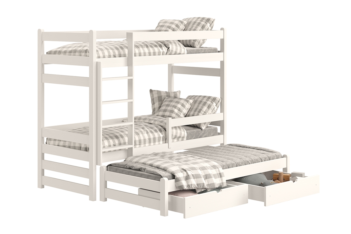 Łóżko dziecięce piętrowe wysuwane Alis - biały, 90x200 Łóżko piętrowe wysuwane Alis - Kolor Biały 