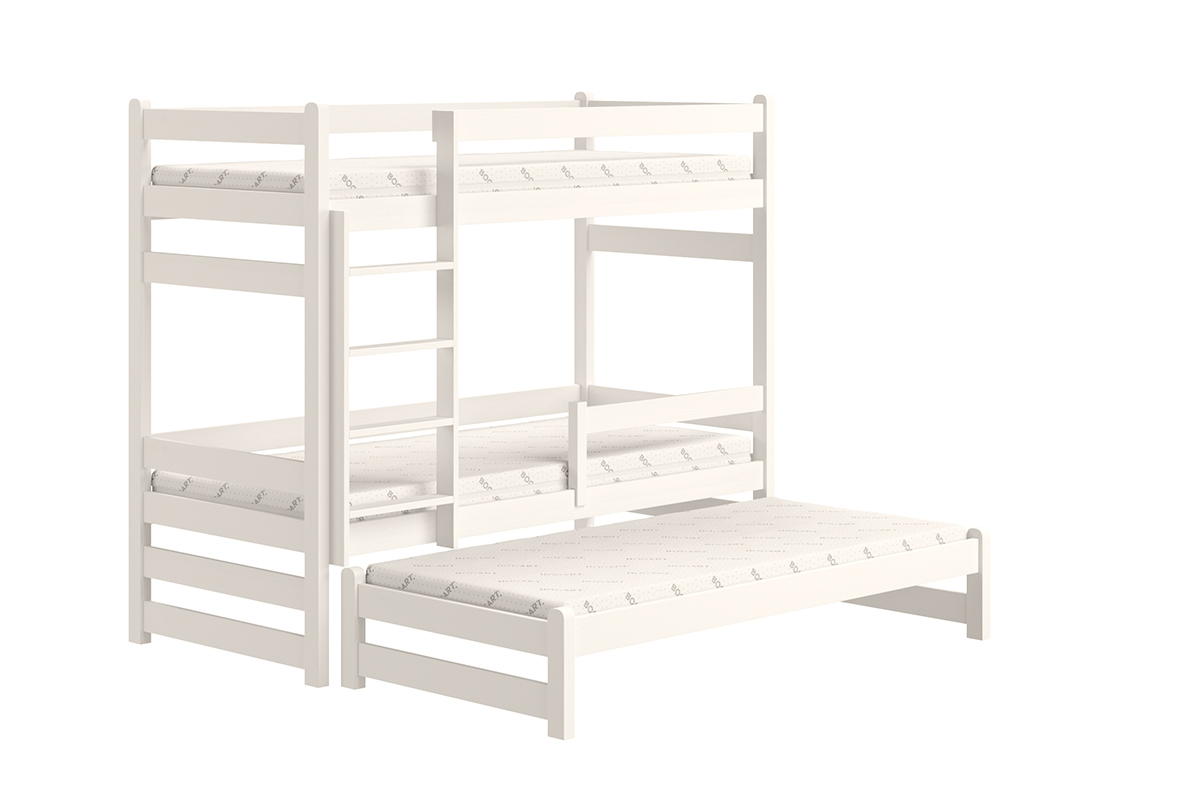 Łóżko dziecięce piętrowe wysuwane Alis - biały, 80x200 Łóżko piętrowe wysuwane Alis - Kolor Biały 