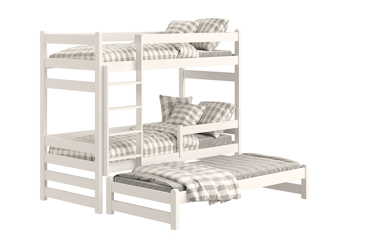 Łóżko dziecięce piętrowe wysuwane Alis - biały, 80x160 Łóżko piętrowe wysuwane Alis - Kolor Biały 