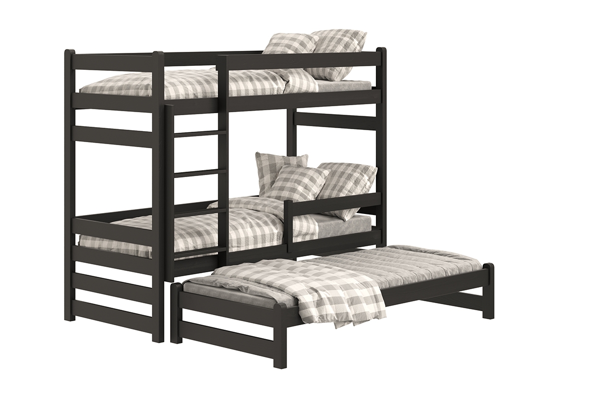 Łóżko dziecięce piętrowe wysuwane Alis - czarny, 90x200 Łóżko piętrowe wysuwane Alis - Kolor Czarny 