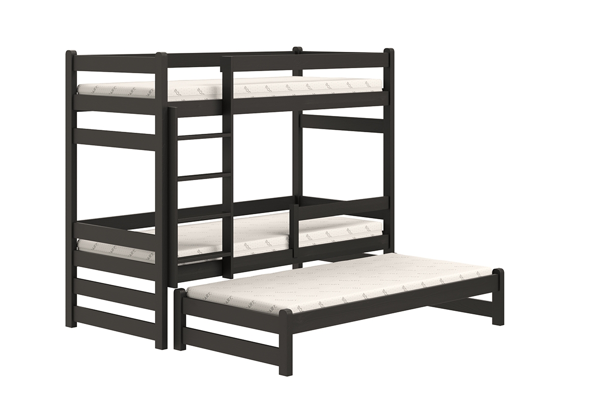 Łóżko dziecięce piętrowe wysuwane Alis - czarny, 80x160 Łóżko piętrowe wysuwane Alis - Kolor Czarny 
