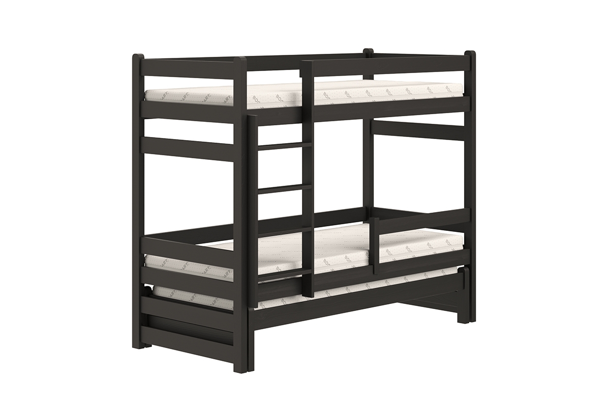 Łóżko dziecięce piętrowe wysuwane Alis - czarny, 80x160 Łóżko piętrowe wysuwane Alis - Kolor Czarny 