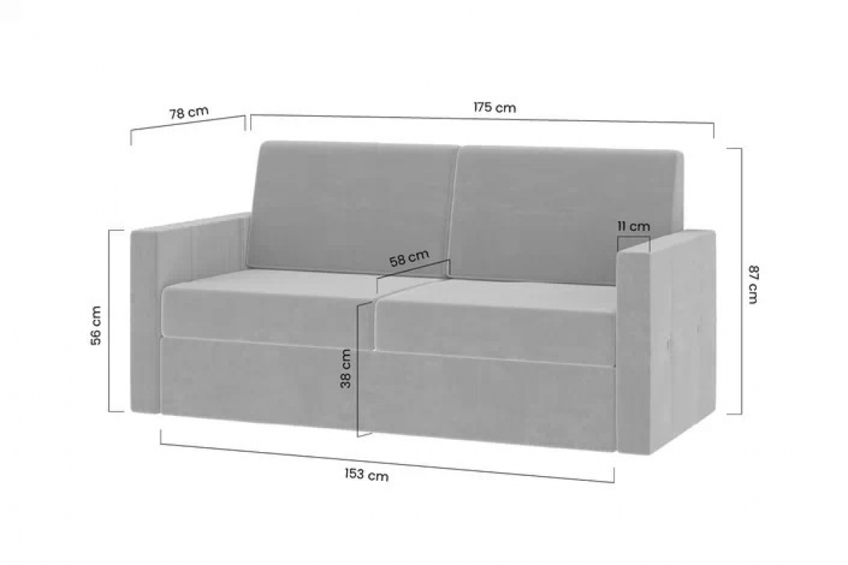 Sofa do półkotapczanu Elegantia 140 cm - Austin 21 Black Sofa do półkotapczanu 140 cm Elegantia - wymiary