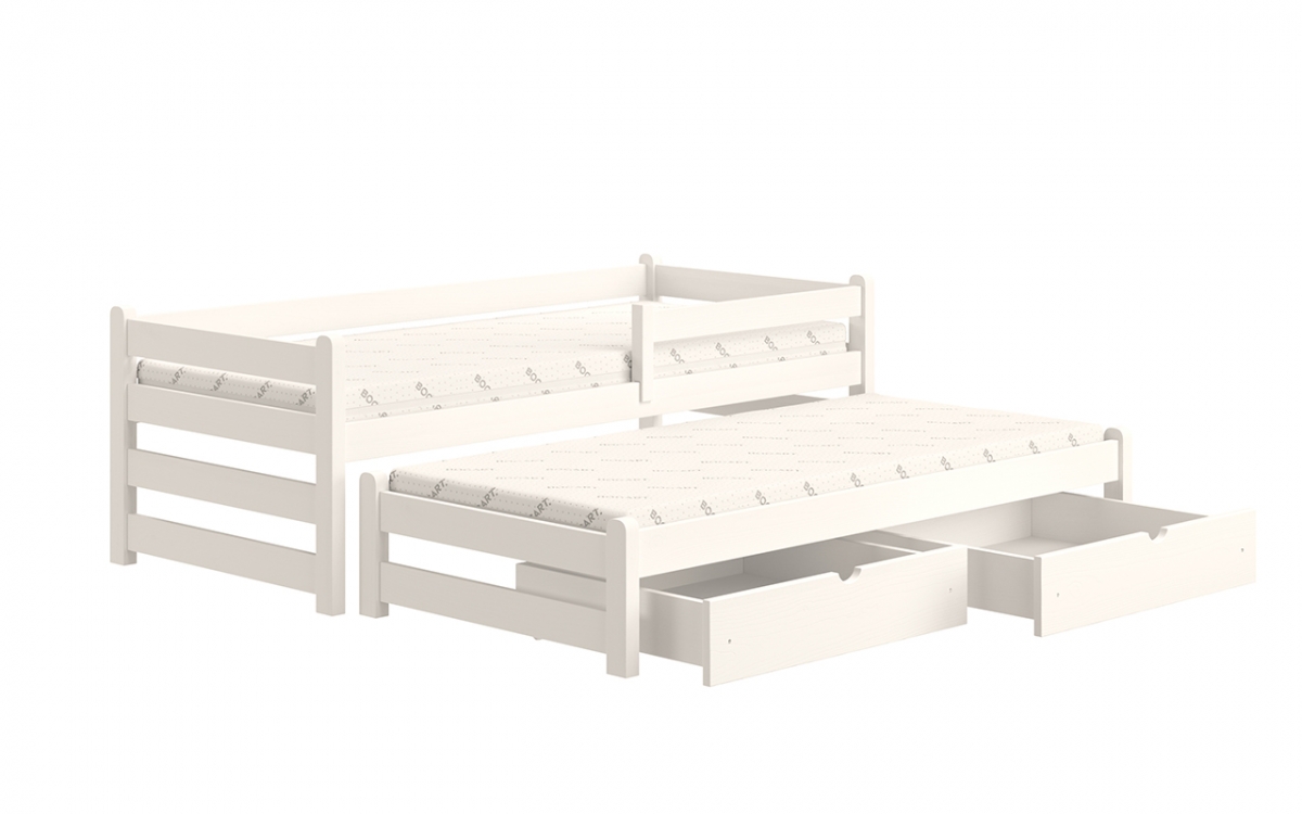 Łóżko dziecięce parterowe wysuwane Alis - biały, 80x200 Łóżko parterowe wysuwane Alis - Kolor Biały