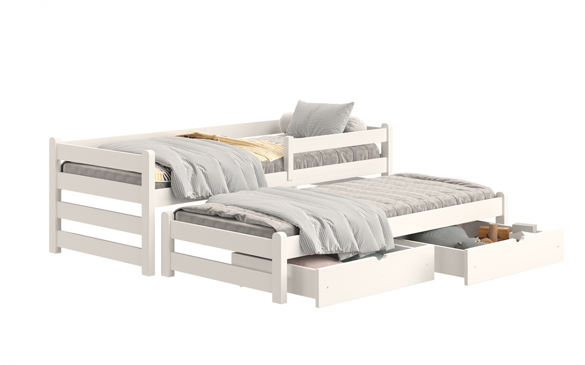 Łóżko dziecięce parterowe wysuwane Alis - biały, 80x180 Łóżko parterowe wysuwane Alis - Kolor Biały