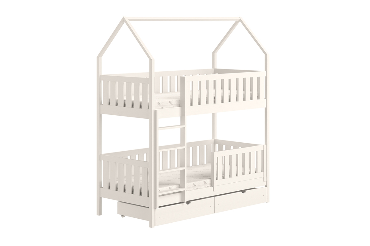 Łóżko dziecięce domek piętrowe Nemos - biały, 90x190 Łóżko dziecięce piętrowe Nemos - kolor Biały