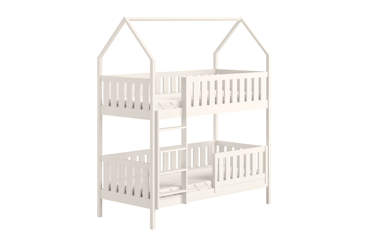 Łóżko dziecięce domek piętrowe Nemos - biały, 80x200 Łóżko dziecięce piętrowe Nemos - kolor Biały