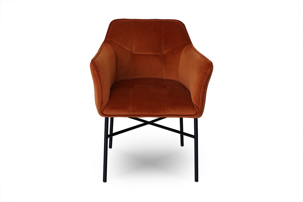 Krzesło tapicerowane z podłokietnikami Rozalio - rudy Salvador 14 / czarne nogi krzesło z podłokietnikami