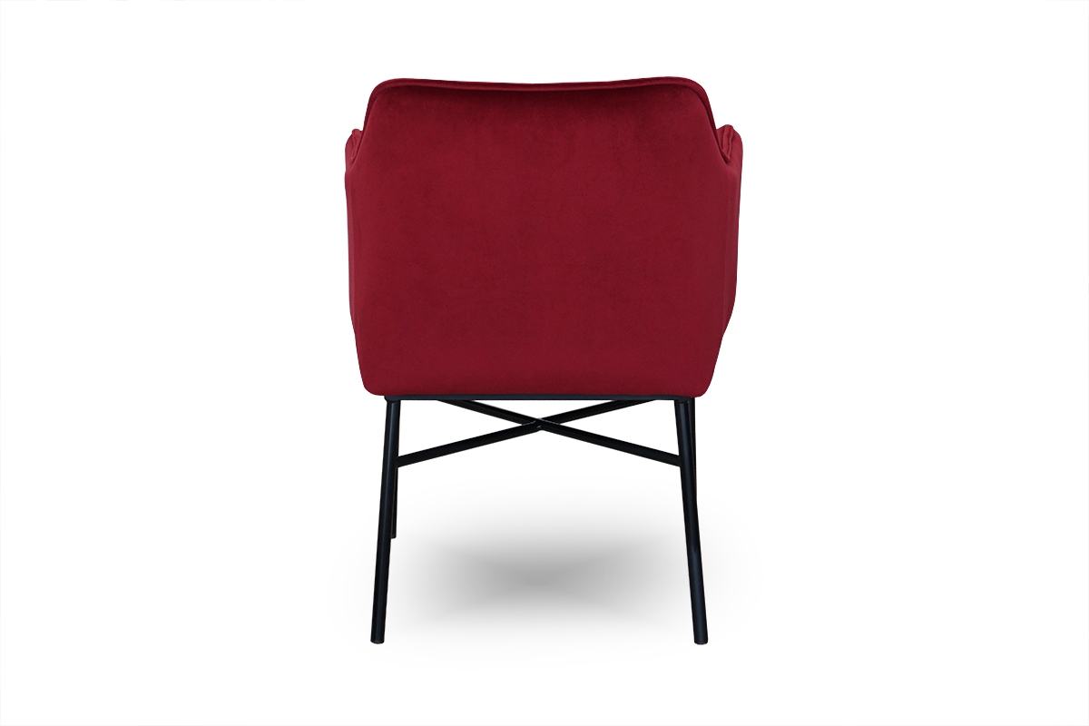 Krzesło tapicerowane z podłokietnikami Rozalio - czerwony Salvador 13 / czarne nogi bordowe krzesło na czarnych nogach