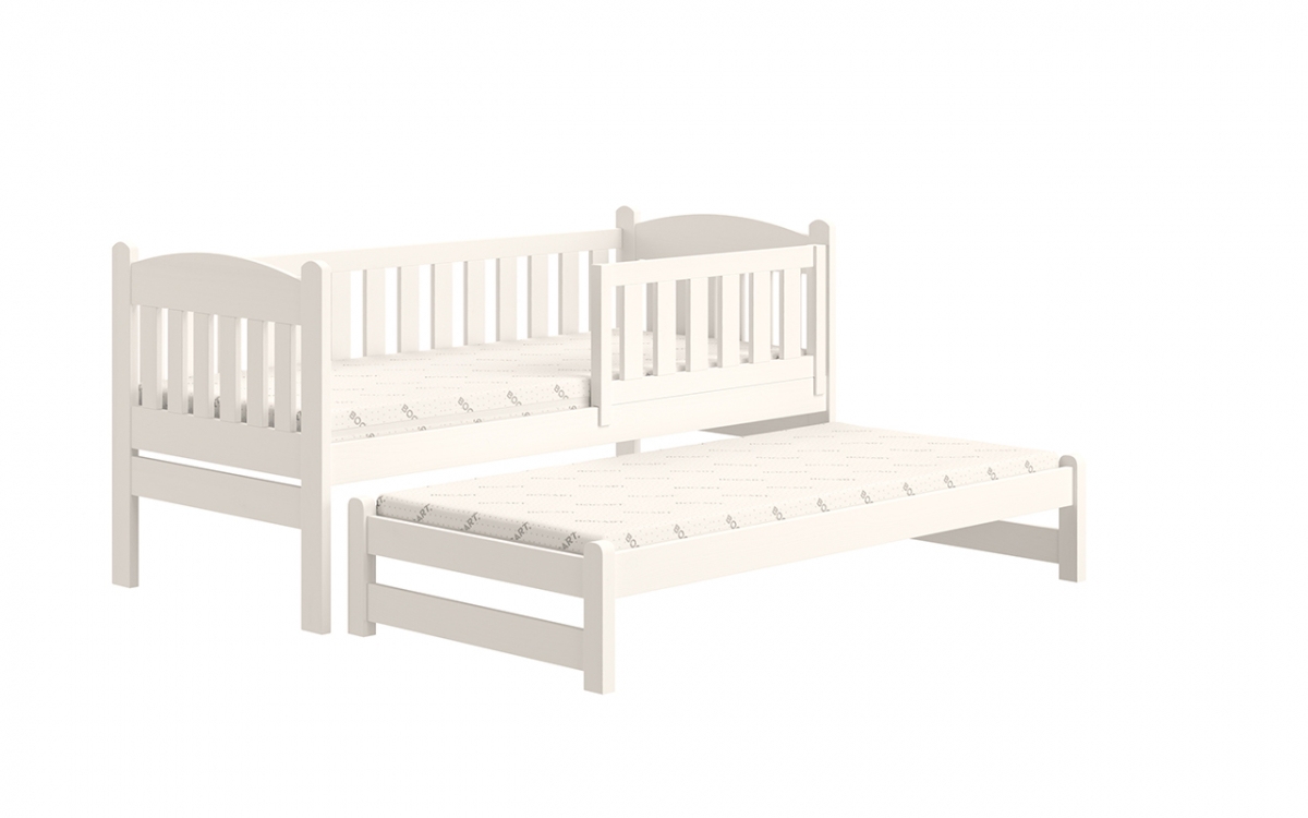 Łóżko dziecięce parterowe wysuwane Alvins z szufladami - biały, 90x190 łóżko dziecięce bez szuflad  