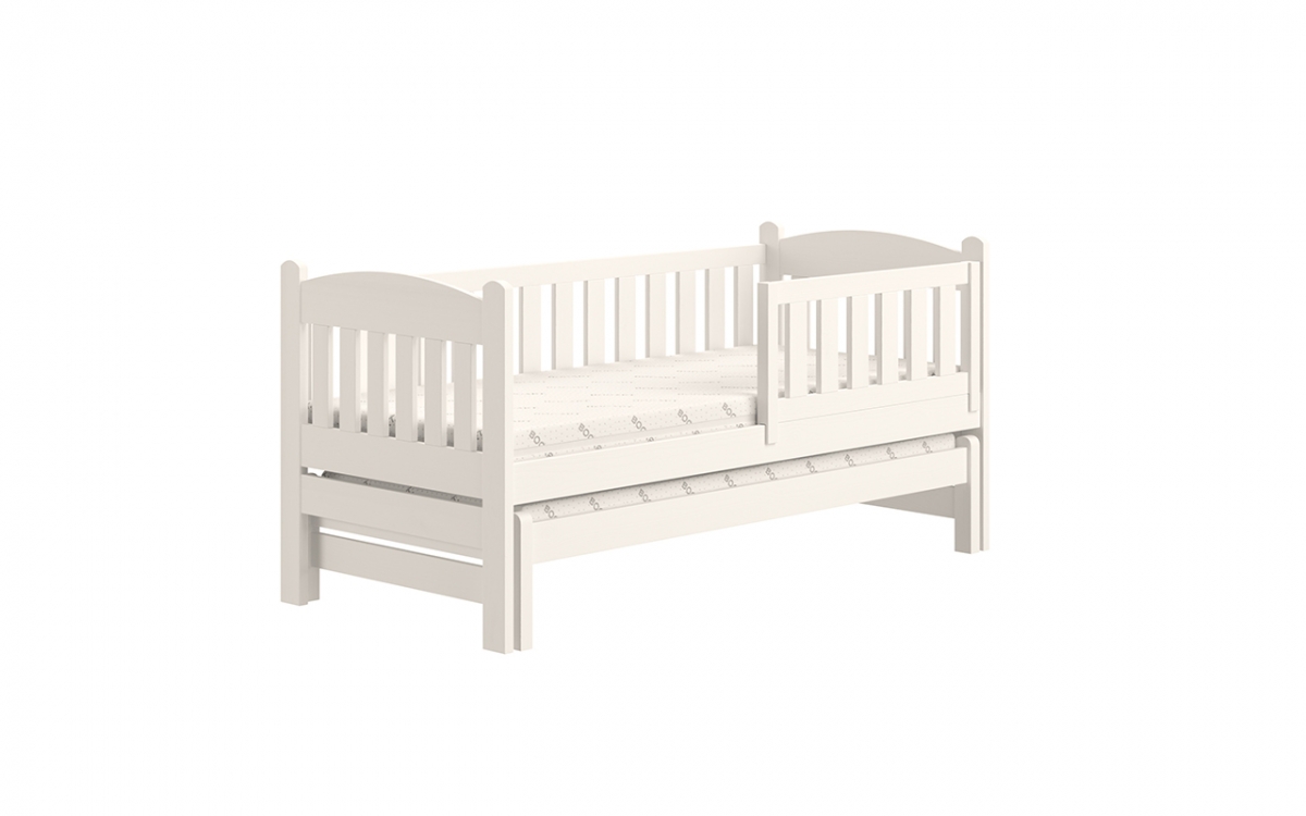 Łóżko dziecięce parterowe wysuwane Alvins z szufladami - biały, 90x180 łóżko dziecięce bez szuflad 